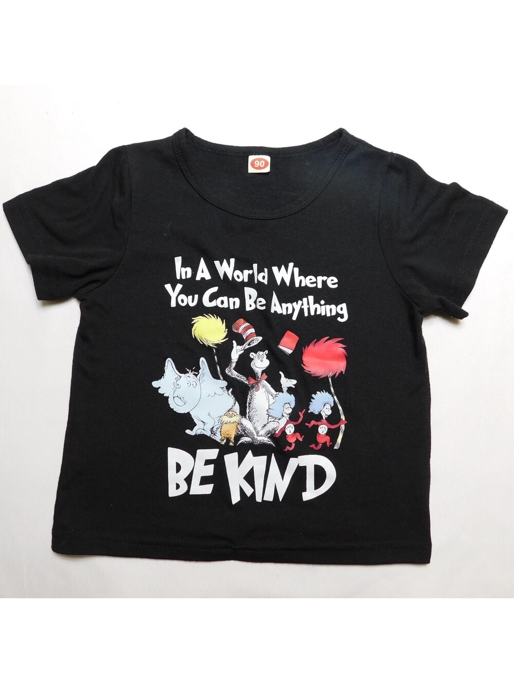Dr Seuss Cat in the Hat Toddler Shirt Size 90 2T Black Be Kind Graphic Tee